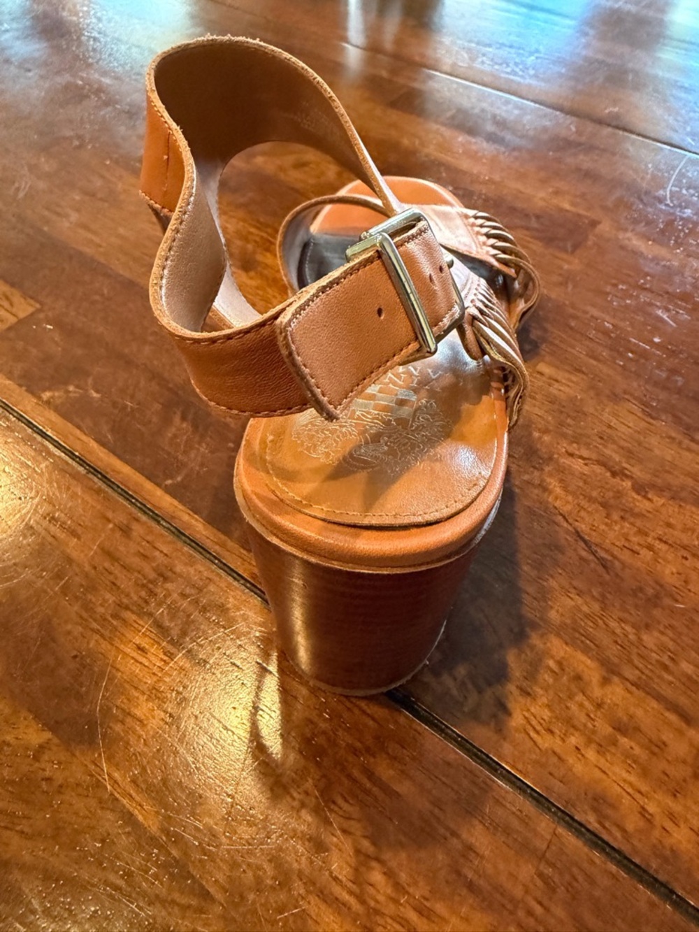 Vince Camuto Karmelo Block Heel Leather Sandal, Tan, 8.5 - Picture 6 of 9